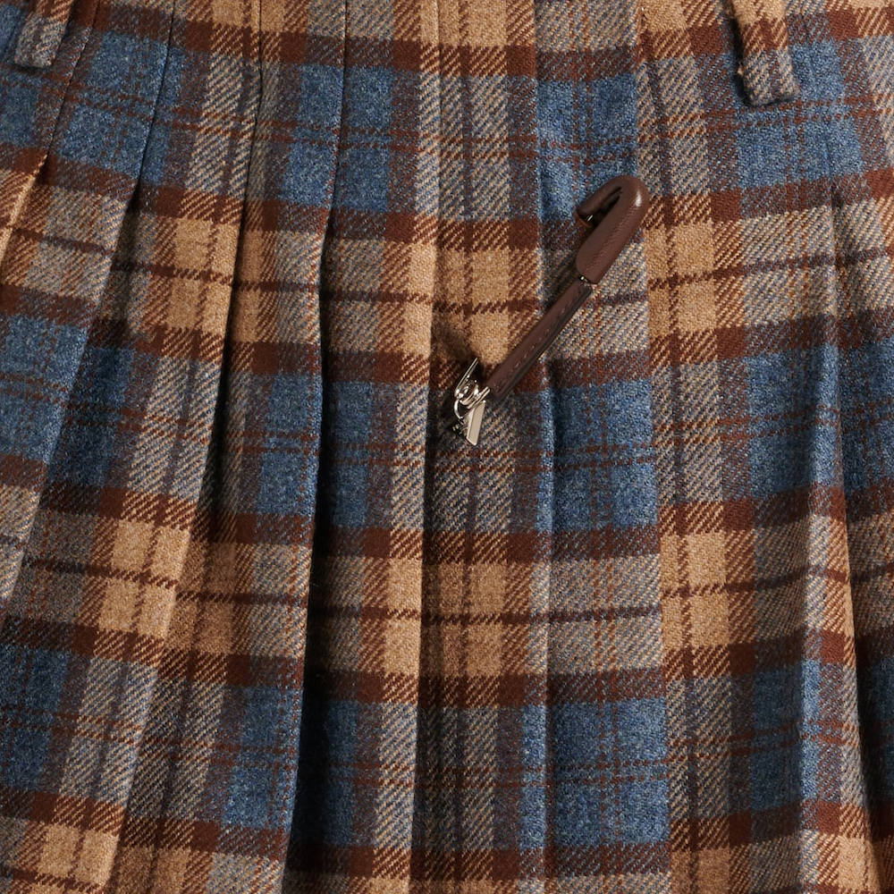 Cheap (Women) PRADA  Plaid Wool Twill Low-Waist Casual Skirt - Brown. P106YE-15R7-F0005