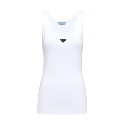 (Women) PRADA Printed Crew Neck Tank Top - White. 39546XS222-10Z0-F0009