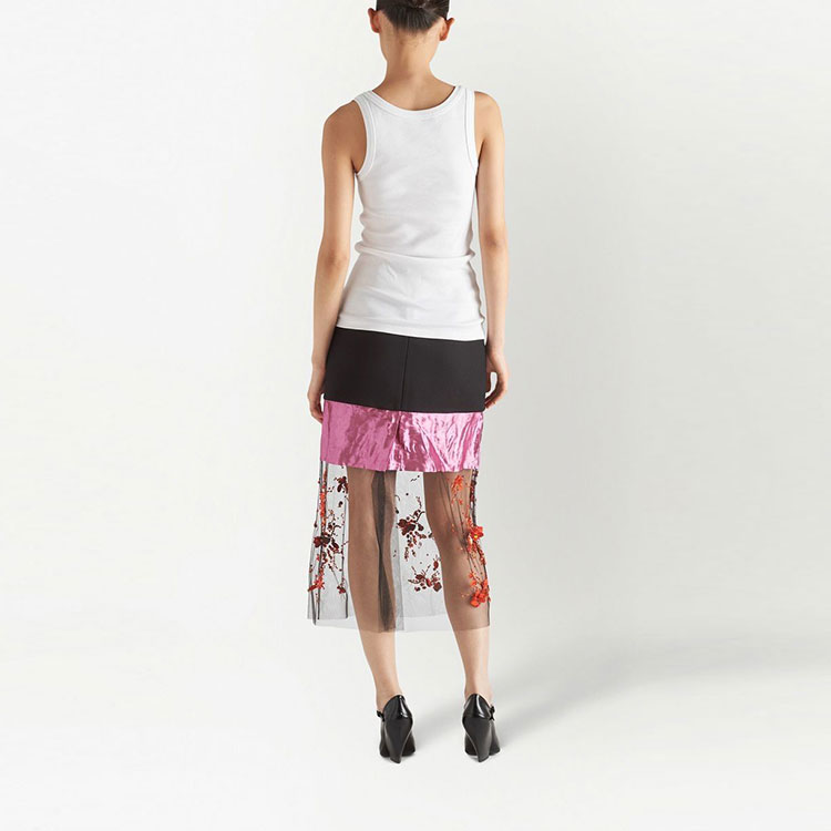 Shop (W) PRADA Baju Tanpa Lengan Leher Bulat Cetak - Putih. 39546XS222-10Z0-F0009