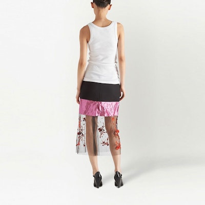 (W) PRADA Baju Tanpa Lengan Leher Bulat Cetak - Putih. 39546XS222-10Z0-F0009 Shop (W) PRADA Baju Tanpa Lengan Leher Bulat Cetak - Putih. 39546XS222-10Z0-F0009