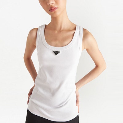 (W) PRADA Baju Tanpa Lengan Leher Bulat Cetak - Putih. 39546XS222-10Z0-F0009 Purchase (W) PRADA Baju Tanpa Lengan Leher Bulat Cetak - Putih. 39546XS222-10Z0-F0009