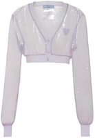 (Women) PRADA Purple Logo Short Cardigan Long Sleeve Knit Sweater. P444FR-1Z4T-F0014-S-221 (Women) PRADA Purple Logo Short Cardigan Long Sleeve Knit Sweater. P444FR-1Z4T-F0014-S-221