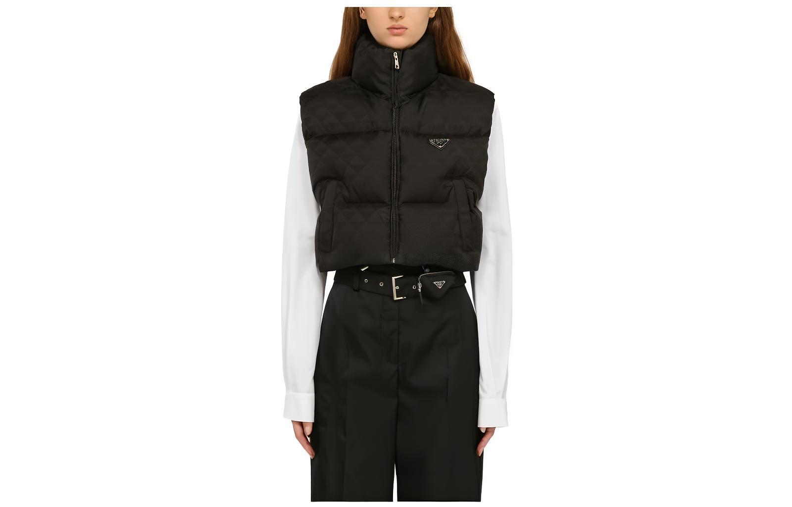 (Women) PRADA  Quilted Zip-Up Vest in Solid Black. 29X056-1X6O-F0002-S-222