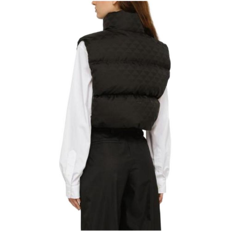 Shop (W) PRADA 黑色經典菱格紋拉鍊背心 29X056-1X6O-F0002-S-222