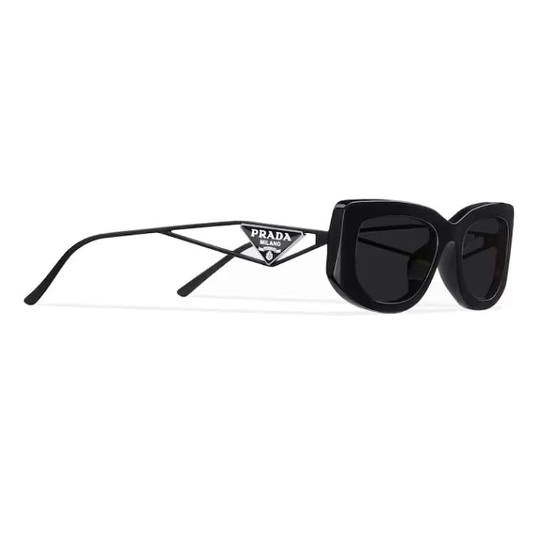 (Women) PRADA  Rectangular Acetate Sunglasses Black with Logo Temples. 0PR14YS1AB5S0 圖 4