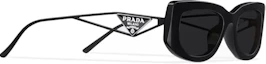 Shop (Women) PRADA Rectangular Acetate Sunglasses Black with Logo Temples. 0PR14YS1AB5S0