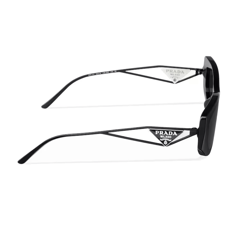 (Women) PRADA  Rectangular Acetate Sunglasses Black with Logo Temples. 0PR14YS1AB5S0 圖 5