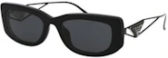 Details for (Women) PRADA Rectangular Acetate Sunglasses Black with Logo Temples. 0PR14YS1AB5S0