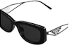 Sizing (Women) PRADA Rectangular Acetate Sunglasses Black with Logo Temples. 0PR14YS1AB5S0