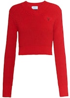 (Women) PRADA Red Long-Sleeve Crewneck Pullover Sweater FW22 P24R1G-1082-F0011-S-221 (Women) PRADA Red Long-Sleeve Crewneck Pullover Sweater FW22 P24R1G-1082-F0011-S-221