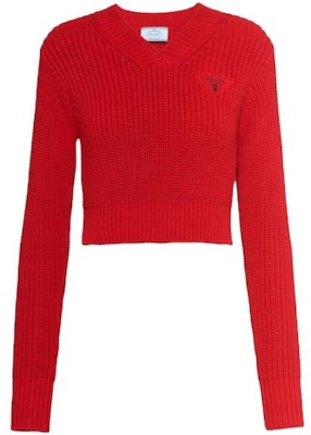 (Women) PRADA Red Long-Sleeve Crewneck Pullover Sweater FW22 P24R1G-1082-F0011-S-221 Order (Women) PRADA Red Long-Sleeve Crewneck Pullover Sweater FW22 P24R1G-1082-F0011-S-221