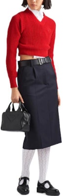 (Women) PRADA Red Long-Sleeve Crewneck Pullover Sweater FW22 P24R1G-1082-F0011-S-221 Lookbook (Women) PRADA Red Long-Sleeve Crewneck Pullover Sweater FW22 P24R1G-1082-F0011-S-221