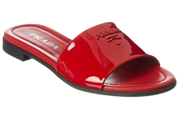(W) Prada 'Red Patent Leather Logo Flat Slides' 圖 3