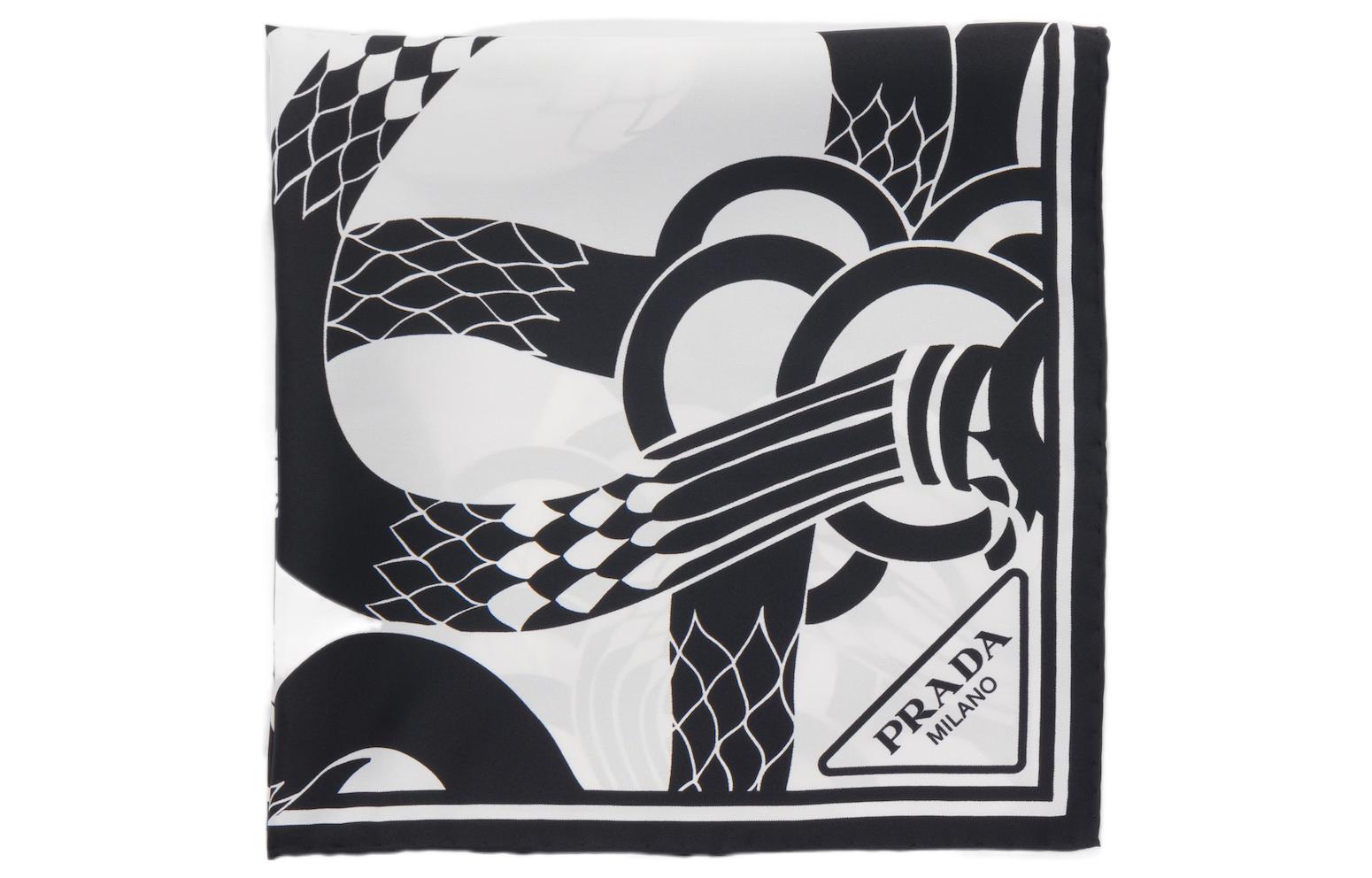 (Women) PRADA  Retro Printed Twill Fabric Scarf. 1FF004_2CLH_F0009