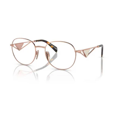 (Women) PRADA Rose Gold Square Optical Glasses with Logo Temple Design PRA50VSVF1O1