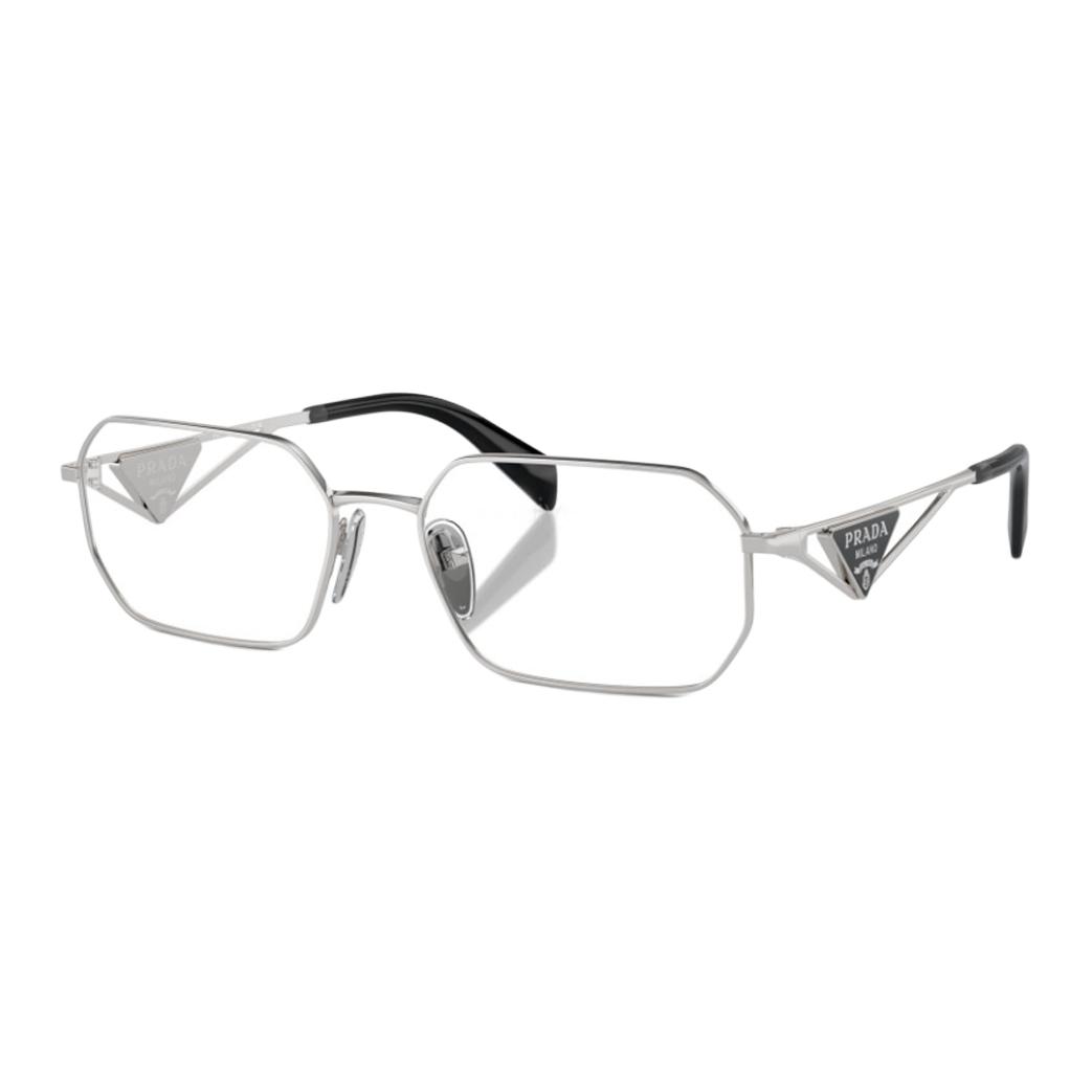 (Women) PRADA  Silver Optical Frames with Cut-Out Temples and Irregular Shape PRA53V1BC1O1