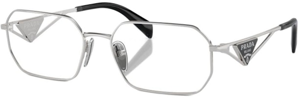 (Women) PRADA Silver Optical Frames with Cut-Out Temples and Irregular Shape PRA53V1BC1O1 (Women) PRADA Silver Optical Frames with Cut-Out Temples and Irregular Shape PRA53V1BC1O1