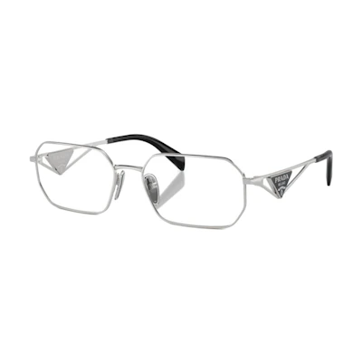 (Women) PRADA Silver Optical Frames with Cut-Out Temples and Irregular Shape PRA53V1BC1O1