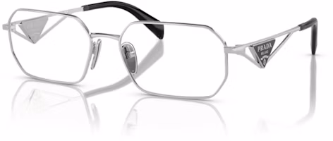 Order (Women) PRADA Silver Optical Frames with Cut-Out Temples and Irregular Shape PRA53V1BC1O1