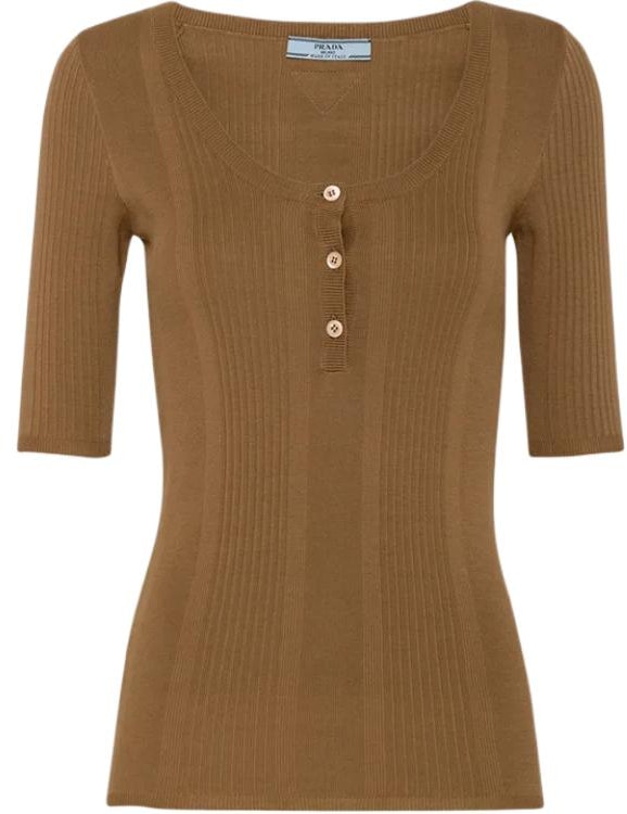 women-prada-slim-fit-knit-short-sleeve-round-neck-sweater-brown-poizon-240621226