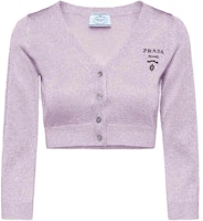 (Women) PRADA Slim Fit V-Neck Purple Knit Cardigan Short Style. P25I67-1Z50-F0014-S-221 (Women) PRADA Slim Fit V-Neck Purple Knit Cardigan Short Style. P25I67-1Z50-F0014-S-221