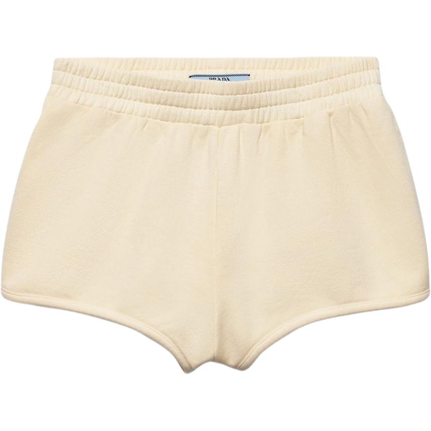 (Women) PRADA  Solid Beige Elastic Waist Casual Shorts. POIZON202406695