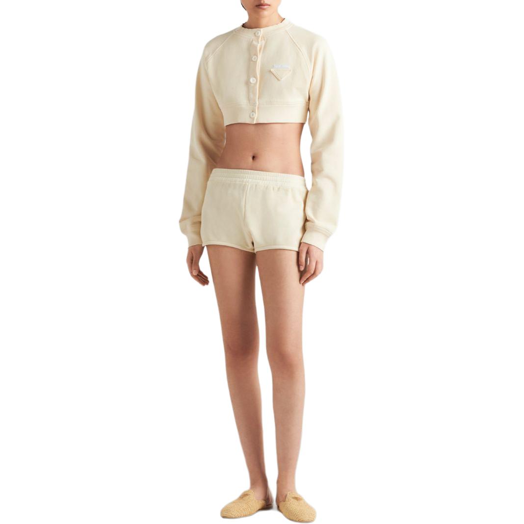 Lookbook (W) プラダ ソリッドベージュ エラスティックウエスト カジュアルショーツ. POIZON202406695