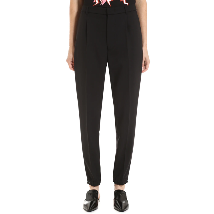 (Women) PRADA  Solid Color Casual Pants with Hidden Closure Black. P256BGTSQ-F0002 圖 4