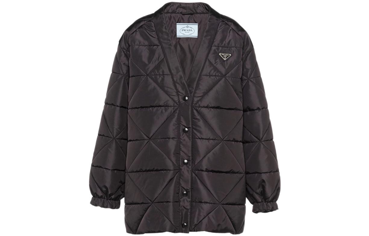 (Women) PRADA  Solid Color V-Neck Single-Breasted Jacket Black 291967-1WQ9-F0002-S-212