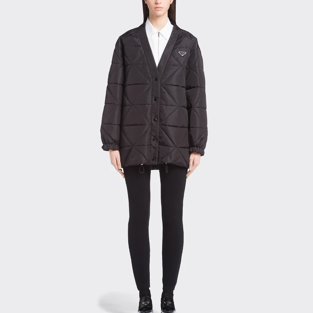 Lookbook (W) プラダ 無地 Vネック シングルブレスト ジャケット ブラック 291967-1WQ9-F0002-S-212