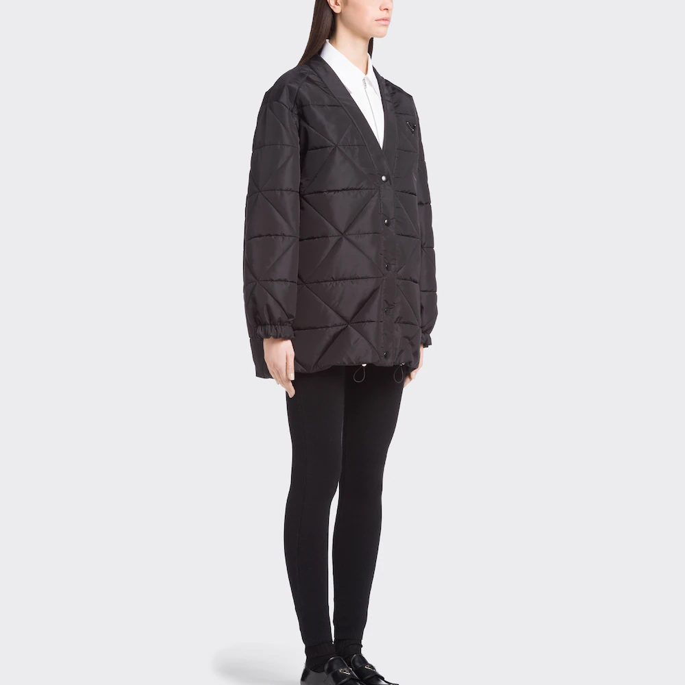 Purchase (W) プラダ 無地 Vネック シングルブレスト ジャケット ブラック 291967-1WQ9-F0002-S-212