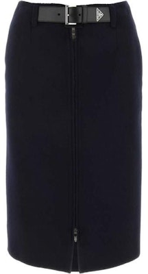 (W) PRADA Falda Midi Azul Oscuro de Cintura Media con Lazo. P189VE-13FY-F0008 Buy (W) PRADA Falda Midi Azul Oscuro de Cintura Media con Lazo. P189VE-13FY-F0008