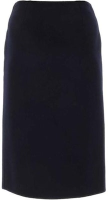 (W) PRADA Falda Midi Azul Oscuro de Cintura Media con Lazo. P189VE-13FY-F0008 Lookbook (W) PRADA Falda Midi Azul Oscuro de Cintura Media con Lazo. P189VE-13FY-F0008