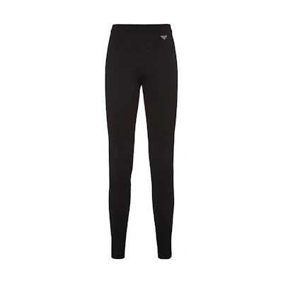 (Women) PRADA Solid Slim-Fit Mid-Rise Leggings Black 22225S2121Y86-F0002