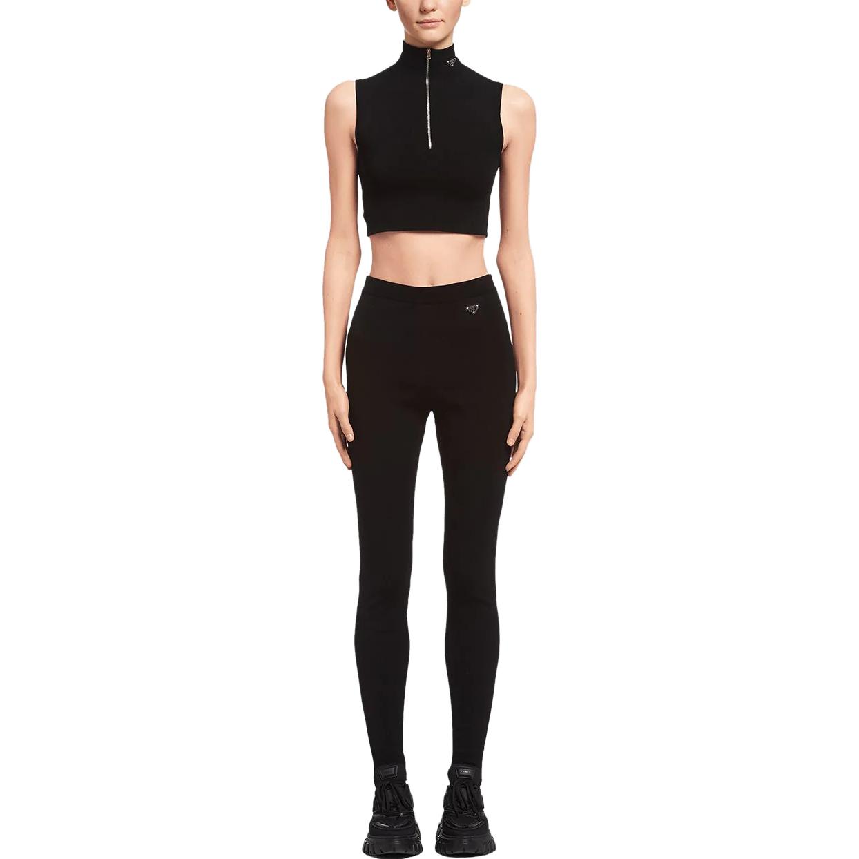 Lookbook (Women) PRADA  Solid Slim-Fit Mid-Rise Leggings Black 22225S2121Y86-F0002