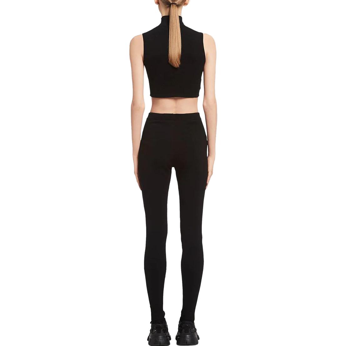 Shop (Women) PRADA  Solid Slim-Fit Mid-Rise Leggings Black 22225S2121Y86-F0002