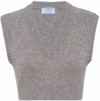 Order (Women) PRADA Solid V-Neck Knit Vest Gray P29989-10CE-F0031-S-221