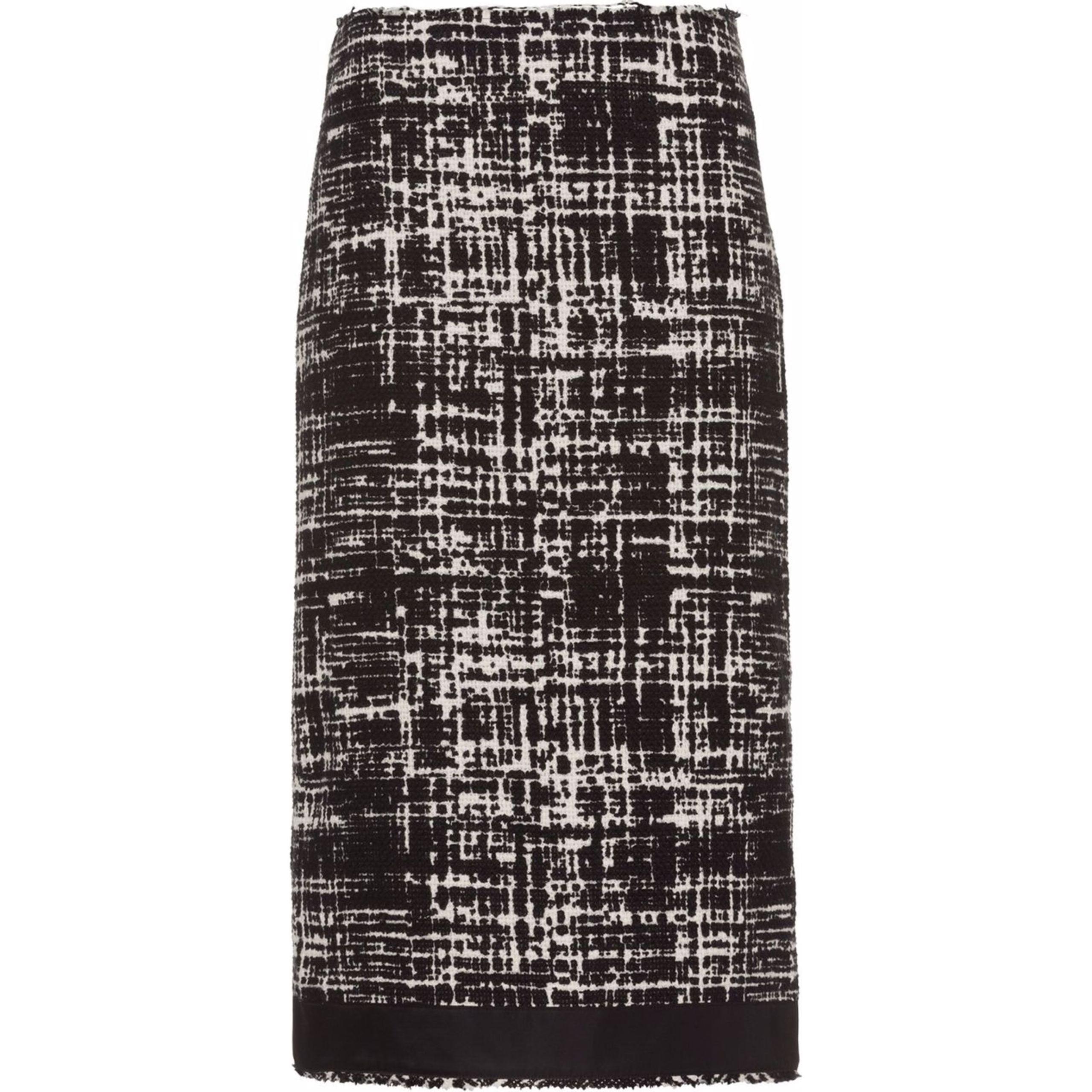 (Women) PRADA  SS22 High-Waist Black Tweed Midi Skirt Casual Skirt P163TS221-10FV-F0A72