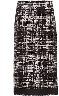 (Women) PRADA SS22 High-Waist Black Tweed Midi Skirt Casual Skirt P163TS221-10FV-F0A72 Order (Women) PRADA SS22 High-Waist Black Tweed Midi Skirt Casual Skirt P163TS221-10FV-F0A72