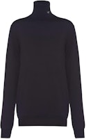 (Women) PRADA SS22 Wool Turtleneck Sweater with Triangle Logo Decor. P26439-100S-F0008-S-221 (Women) PRADA SS22 Wool Turtleneck Sweater with Triangle Logo Decor. P26439-100S-F0008-S-221