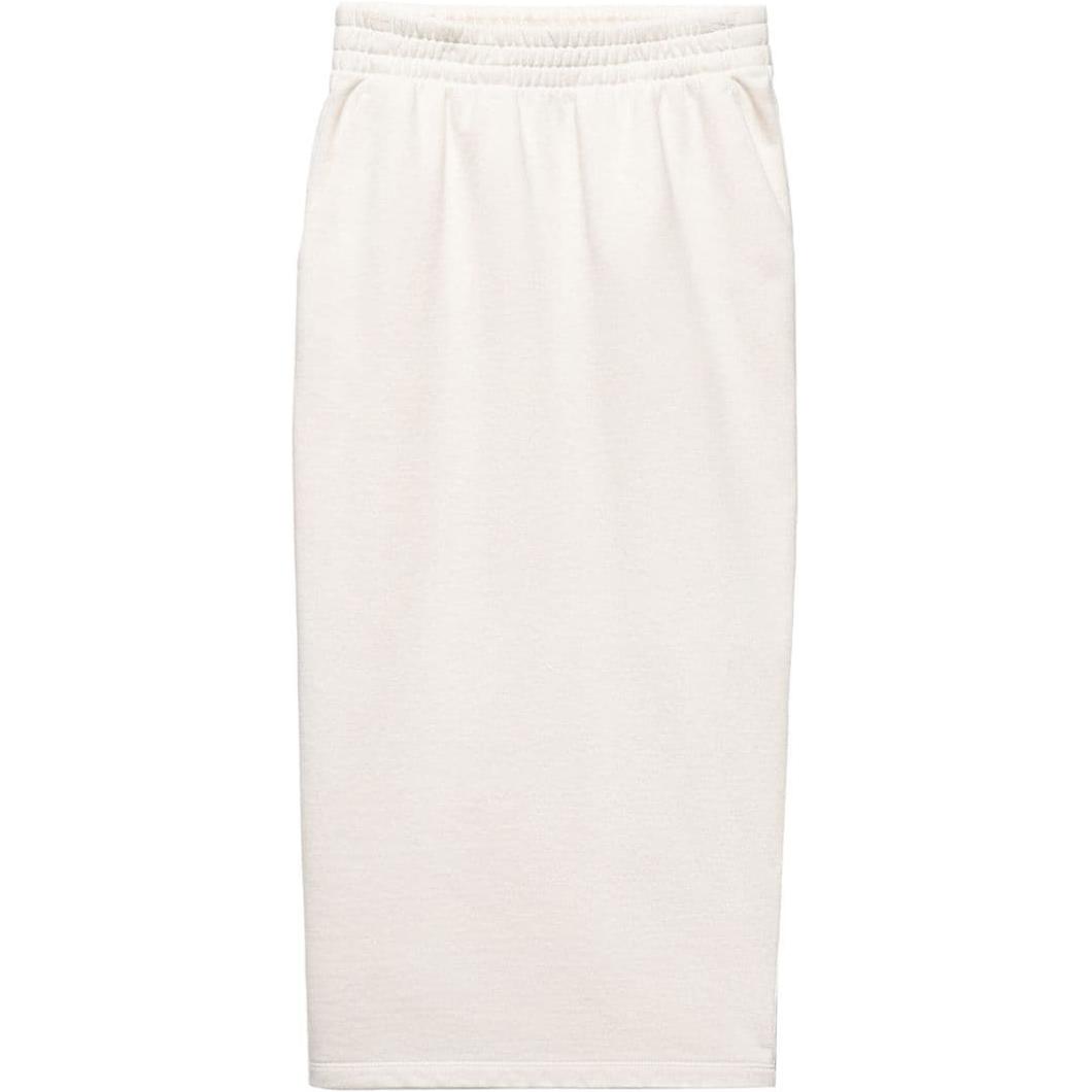 (Women) PRADA  SS24 Knit Midi Dress with Logo and Back Slit in Vanilla White. 131104-15EZ--S-OOO