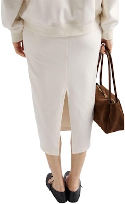 (Women) PRADA SS24 Knit Midi Dress with Logo and Back Slit in Vanilla White. 131104-15EZ--S-OOO Purchase (Women) PRADA SS24 Knit Midi Dress with Logo and Back Slit in Vanilla White. 131104-15EZ--S-OOO