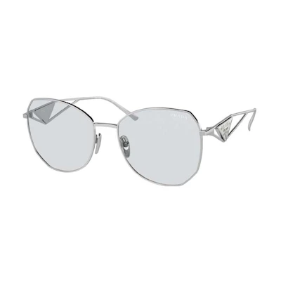 (Women) PRADA Stylish Gray Metal Polygon Sunglasses Silver Fashion Eyewear 0PR57YS-1BC07D57