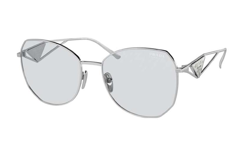 (Women) PRADA  Stylish Gray Metal Polygon Sunglasses Silver Fashion Eyewear 0PR57YS-1BC07D57 圖 2