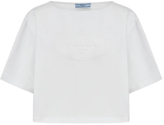 (W) Camiseta Blanca PRADA Cuello Redondo con Estampado de Logo. 3546BSOOO14LQ-F0009 Order (W) Camiseta Blanca PRADA Cuello Redondo con Estampado de Logo. 3546BSOOO14LQ-F0009