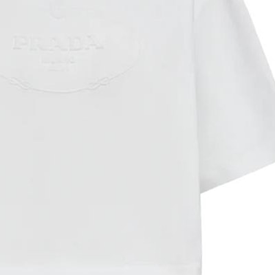 (W) Camiseta Blanca PRADA Cuello Redondo con Estampado de Logo. 3546BSOOO14LQ-F0009 Sizing (W) Camiseta Blanca PRADA Cuello Redondo con Estampado de Logo. 3546BSOOO14LQ-F0009