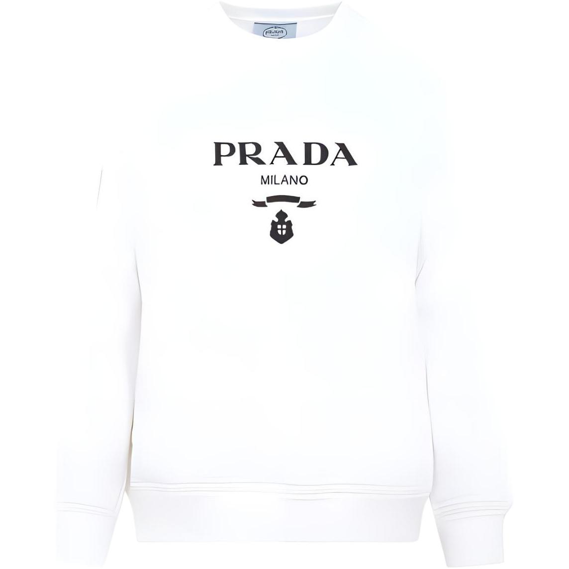 (Women) PRADA  White Logo Cotton Pullover Sweatshirt SS22 Collection. 134645-10GW-F0964-S-221