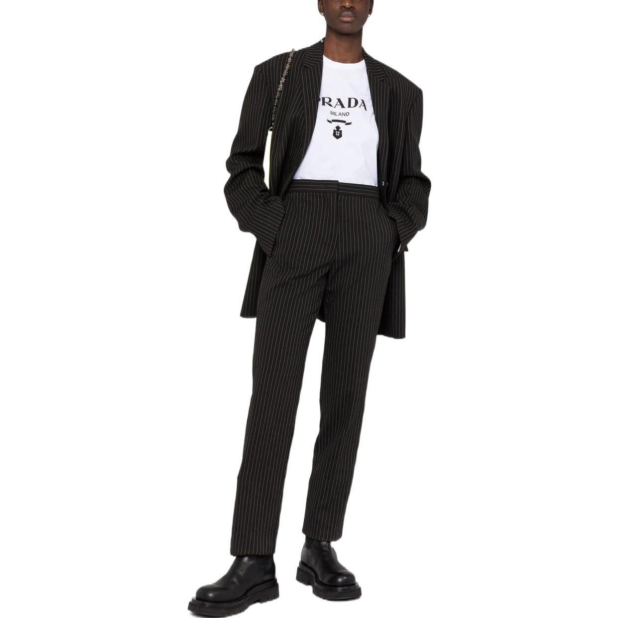 Lookbook (W) PRADA Camiseta Blanca de Manga Corta con Logo Estampado y Cuello Redondo 35838R-11DN-F0009-S-162