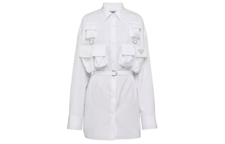 (Women) PRADA  White Long-Sleeve Loose-Fit Shirt with Multiple Pockets P414H-1XV2-F0009-S-OOO 圖 2