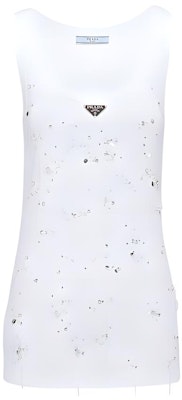 (Women) PRADA White Sequin Logo Tank Top. 39546R-13X6-F0009-S-OOO Buy (Women) PRADA White Sequin Logo Tank Top. 39546R-13X6-F0009-S-OOO